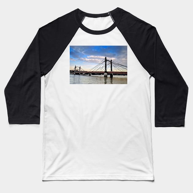 Albert Bridge River Thames London Baseball T-Shirt by AndyEvansPhotos